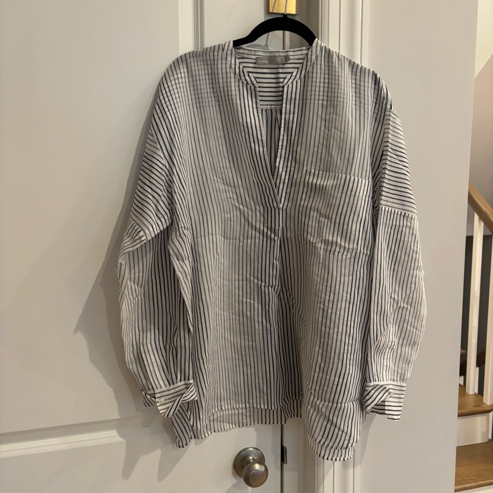 Vince blue and white striped tunic top